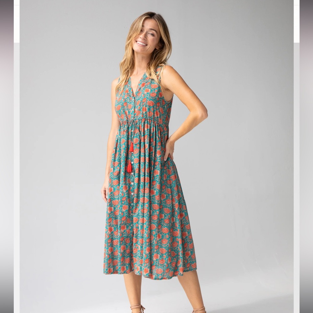 NWT Large NATURAL LIFE Amelia Cotton Sleeveless Shirt Dress